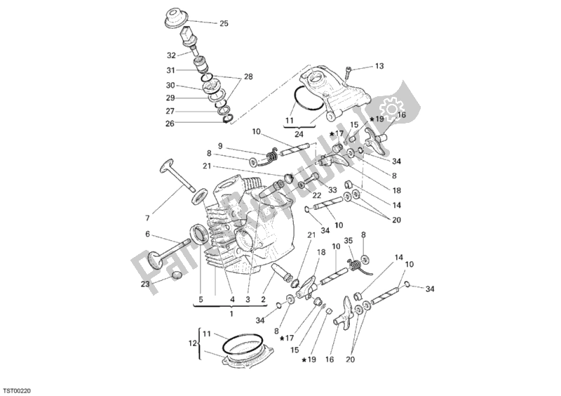 All parts for the Horizontal Cylinder Head of the Ducati Sportclassic Sport 1000 USA 2007